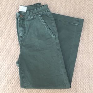 Green Wide Leg Crop Pants